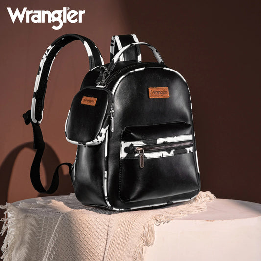 Wrangler Cow Print Backpack With Coin Pouch
