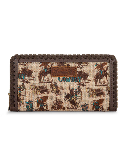 Wrangler Vintage Retro Cowboy Cool Print Wallet - Tan