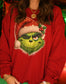 Winking Faux Sparkle Grinch Sweatshirt