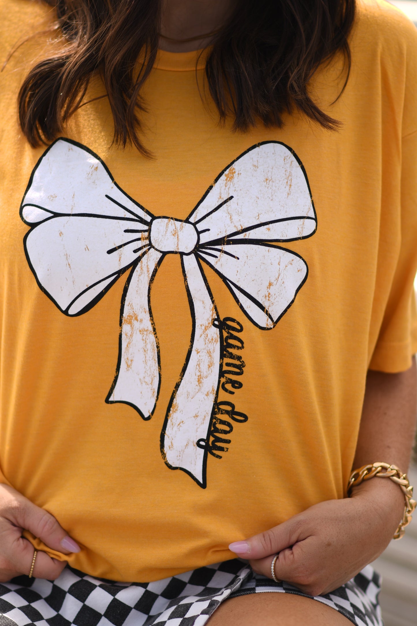 **SALE** RTS Gold Game Day Bow Tee