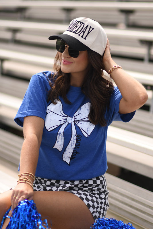 **SALE** RTS Blue Game Day Bow Tee