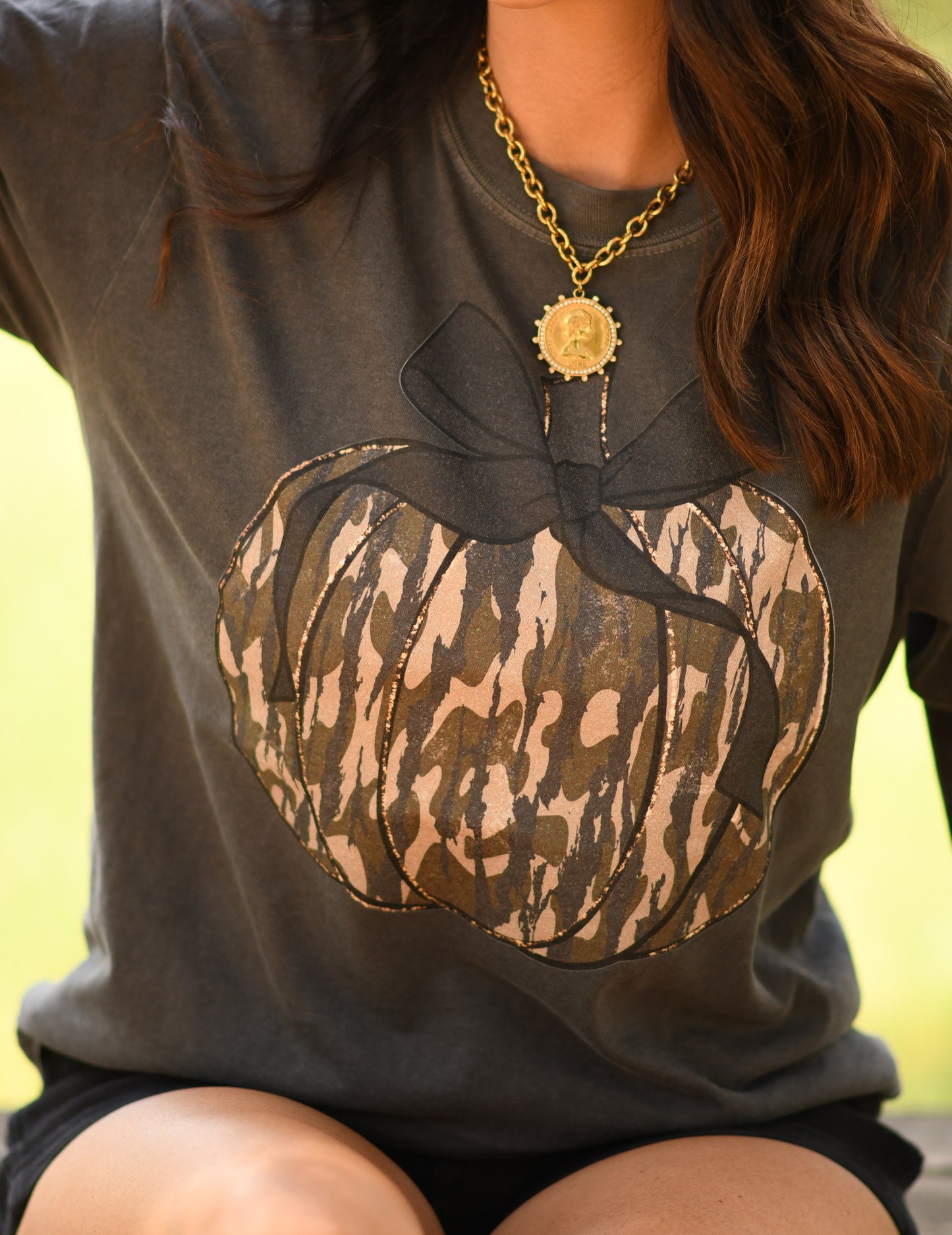 Camo Pumpkin Bow Tee / Long Sleeve