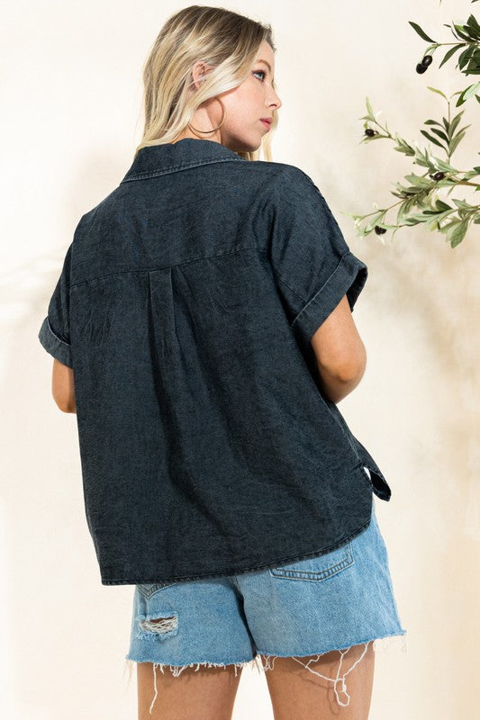 Oversized Washed Denim Shirt