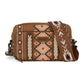 Wrangler Southwestern Pattern Dual Sided Print Crossbody Purse with Wallet Compartment - Brown