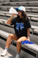 Blue Faux Glitter Football Tee