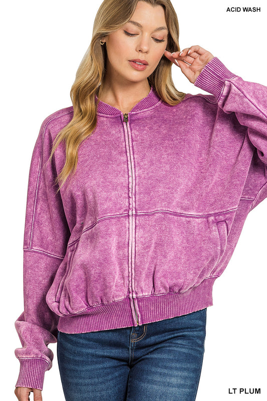 Acid Washed Fleece Jacket