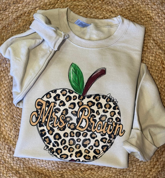 Custom Leopard Teacher Apple Sweatshirts