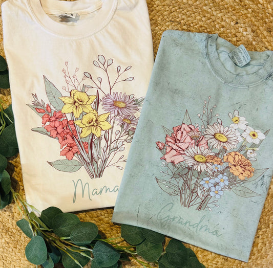 Custom Birth Flowers Bouquet Tee