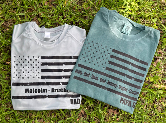 Custom Father’s Day Distressed Flag Tees