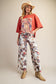 COW FLORAL PRINT WASHED STRETCH TWILL PANTS