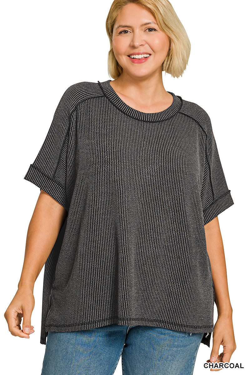 Plus - Washed Ribbed Top (2 colors)
