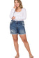Plus Distressed Cuffed Raw Hem Shorts