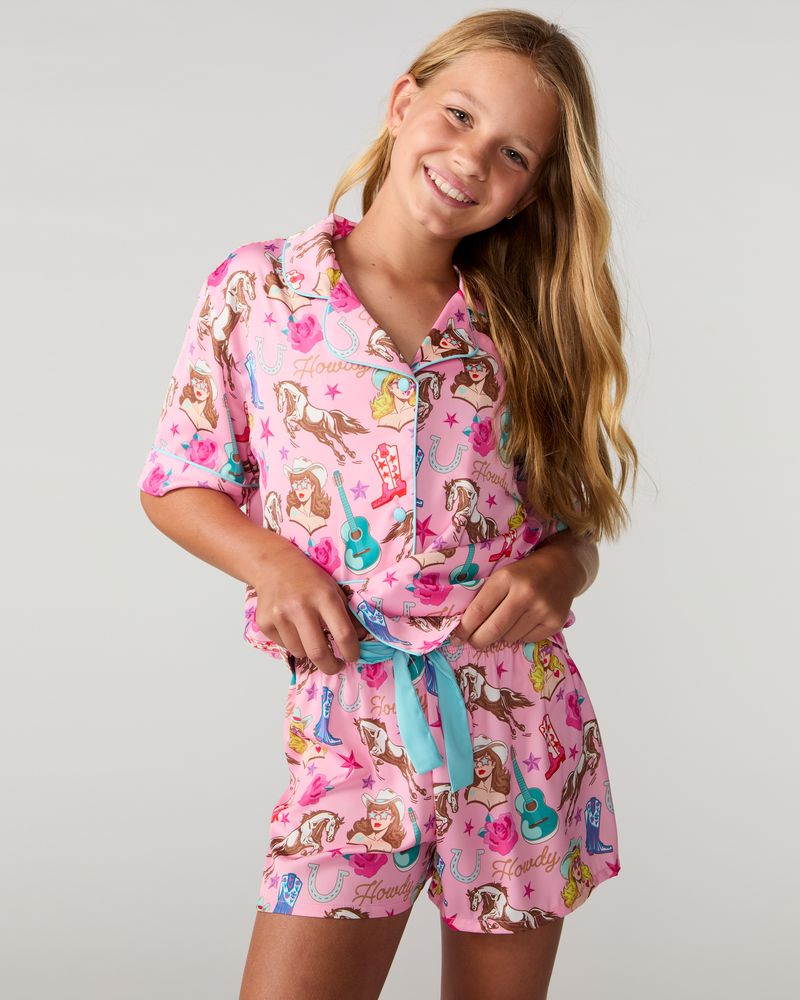 Kids Silky Cowgirl Candy Short Sleeve Short Set
