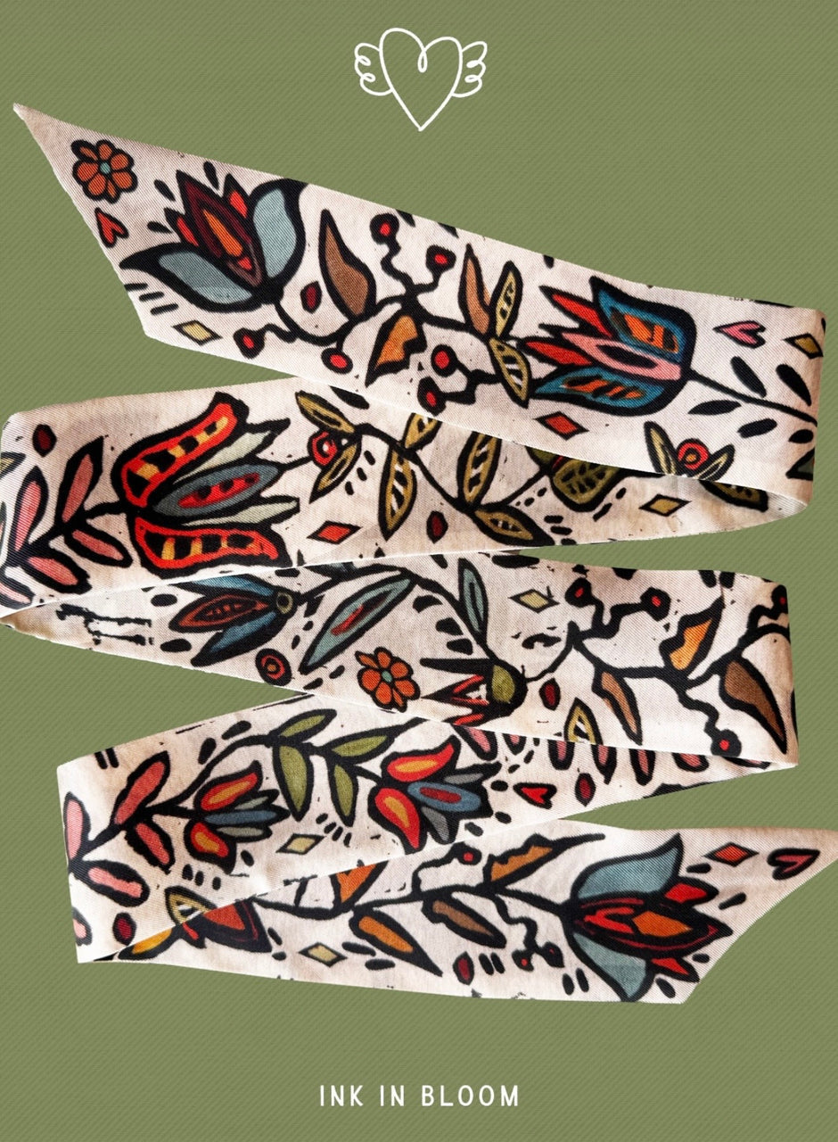 Ink in Bloom Silk Twilly