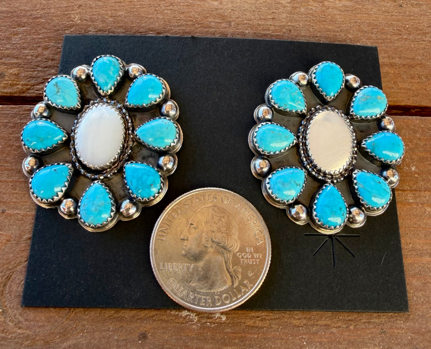 Mother of Pearl + Sleeping Beauty Earrings