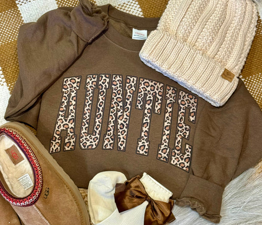 Auntie Leopard Name Sweatshirt