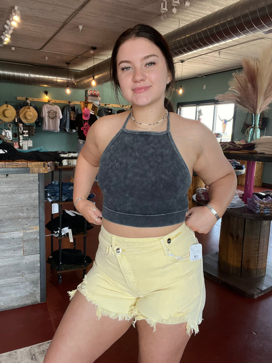 Yellow High-Rise Shorts