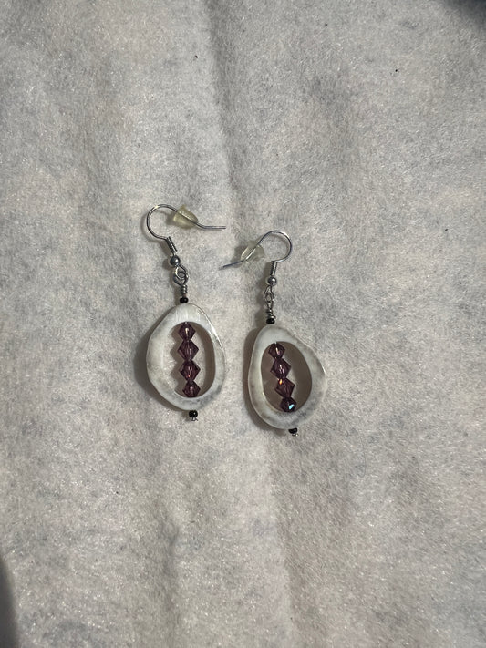 Deer Antler Purple Bead Earrings