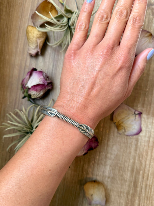 Sterling Silver Hudson Feather Cuff β Fits 7.5β Wrist β Handmade by Artist Jason Ogg