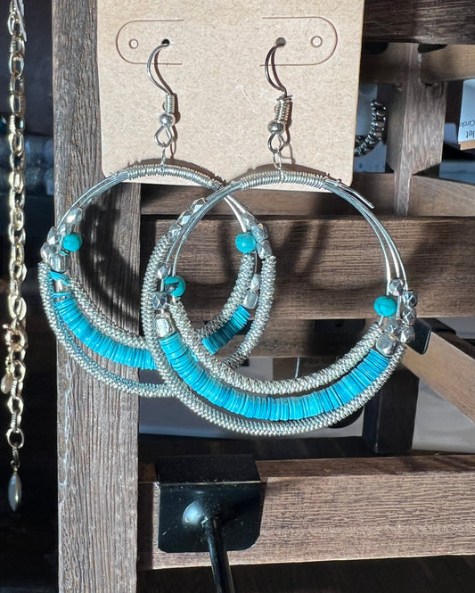 Splash O' Color Beaded Hoop Earrings - E07