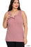 Melange Ribbed Closure Scoop Neck Tank Top