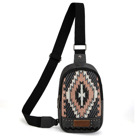 Montana West Aztec Collection Sling Bag Black