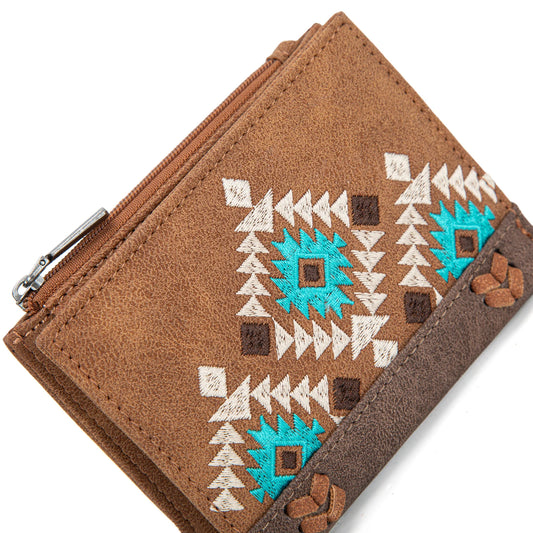 Montana West Embroidered Collection Wallet Brown