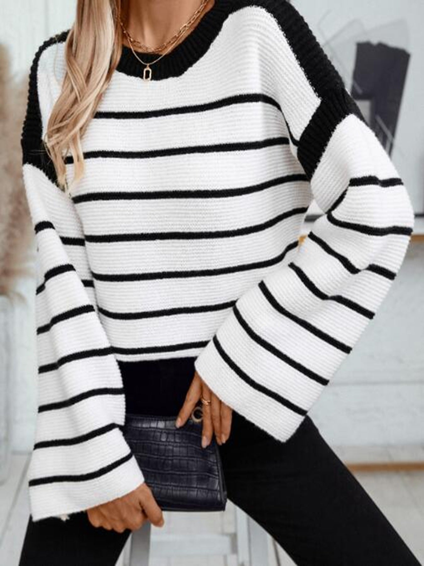 Striped knit sweater