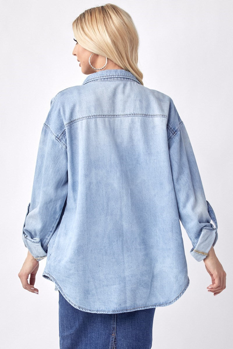Oversized Risen Denim Shirt