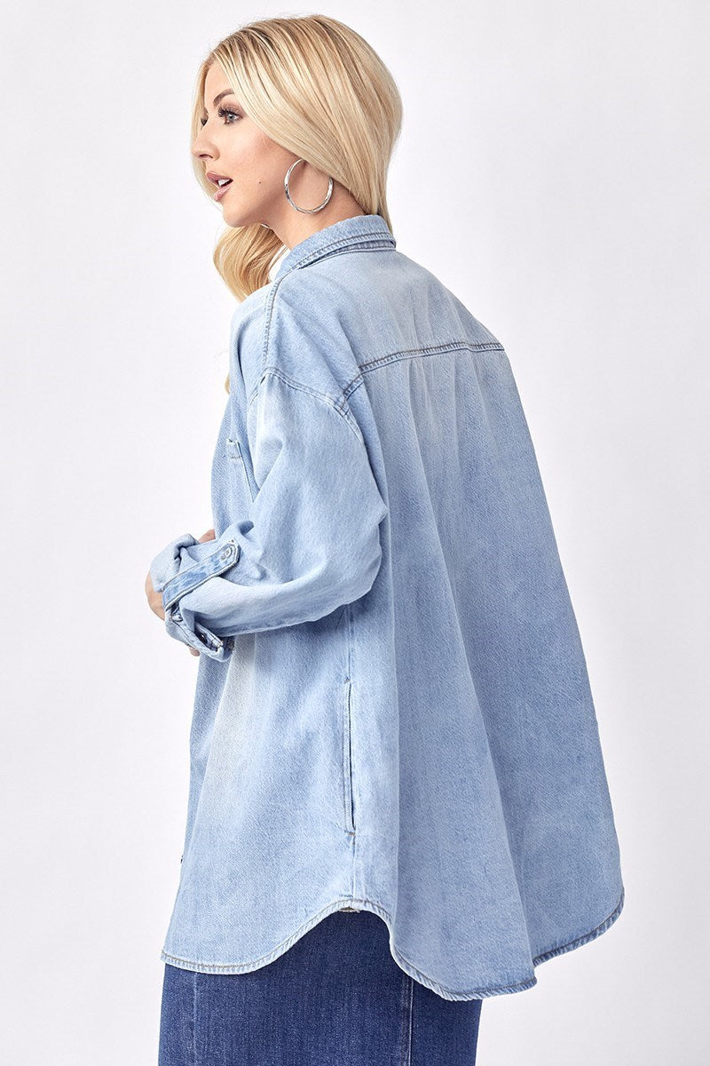 Oversized Risen Denim Shirt
