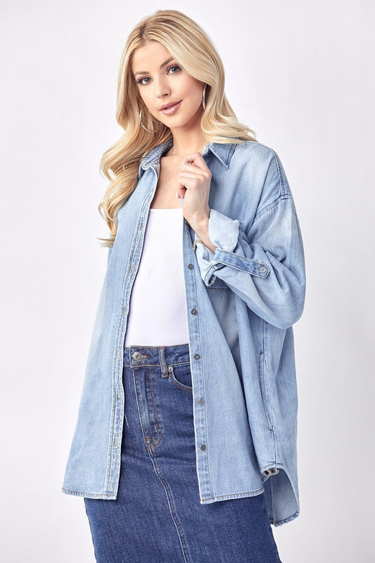 Oversized Risen Denim Shirt