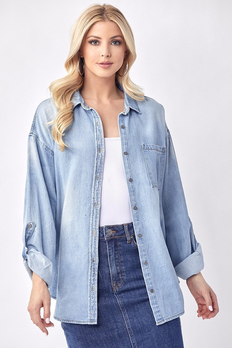 Oversized Risen Denim Shirt