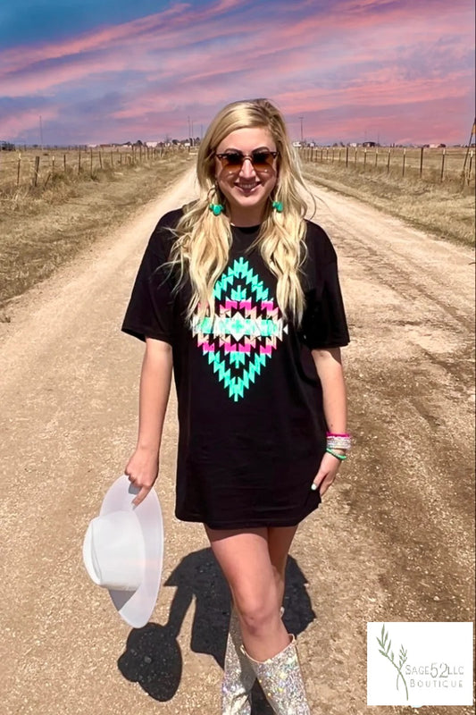 Turquoise Sand Boyfriend Tshirt Dress