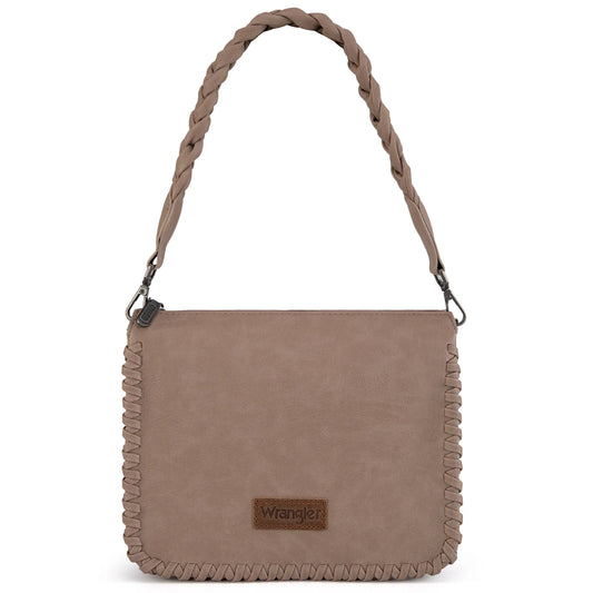 Wrangler Whipstitch Braided Strap Hobo/Crossbody Bag Khaki