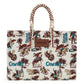 Wrangler COWBOY Dual Sided Print Canvas Wide Tote -Beige