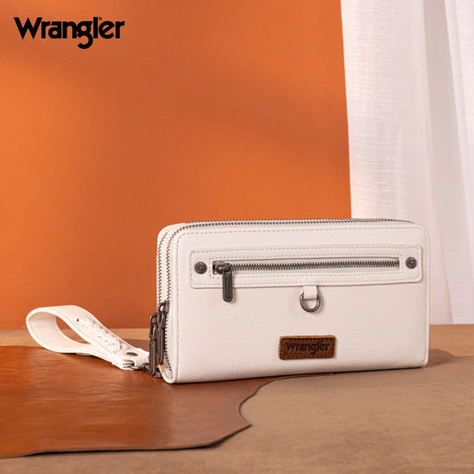 Wrangler Dual Zipper Compartment Large Wallet -Beige