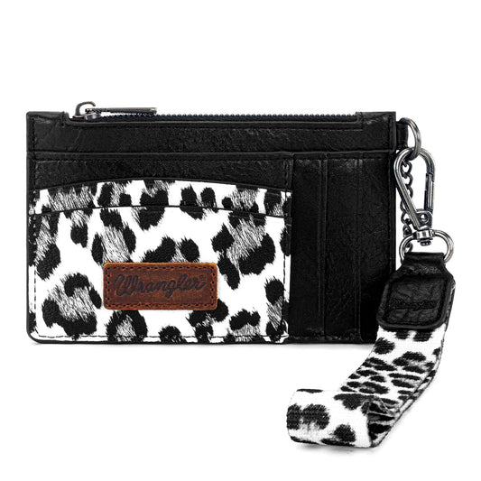 Wrangler Leopard Print Key Chain Wristlet Card Wallet - Black