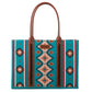 Wrangler Southwestern Pattern Dual Sided Print Canvas Wide Tote Dark Turquoise