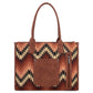 Wrangler Southwestern Pattern Dual Sided Print Concealed Carry Wide Tote - Brown