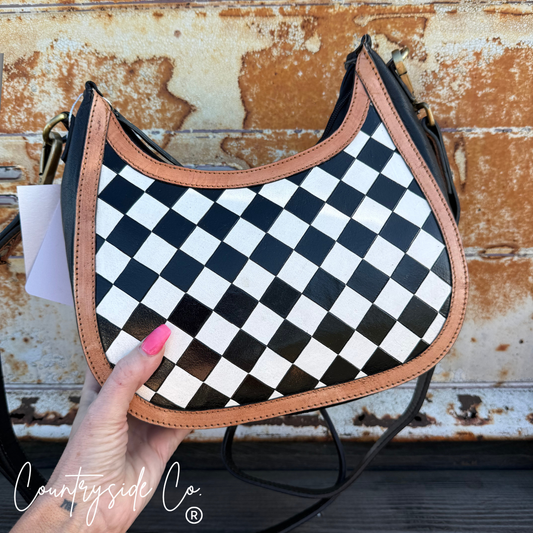 Brim Checkered Leather Purse