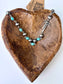 Navajo Style Pearl Stone Coquette Bow Necklace: Turquoise