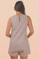 VERY J - NP70744-Striped Knit Casual Comfy Romper: OAT/BLACK / S-M-L/2-2-2