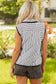 PRETTY BASH - Stripe Contrast Trim Snap Button Collared Vest: Brown Stripe / M