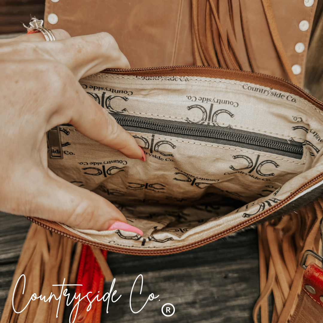 Countryside Co. - Chisholm Trail Cowhide and Tooled Leather Purse