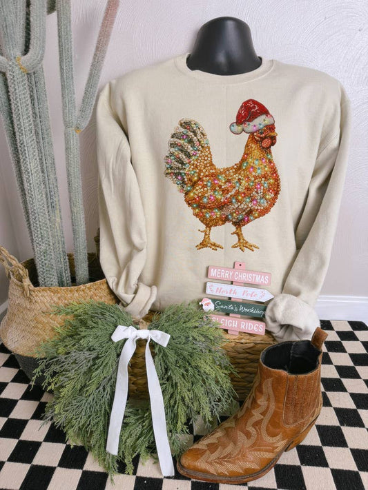 HOLIDAY BEDAZZLED CHICKEN: ASH GREY