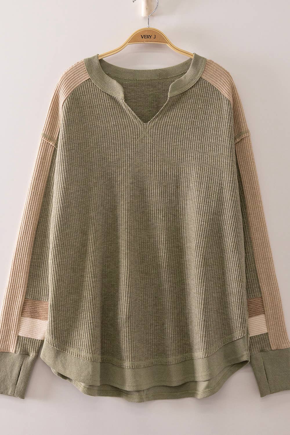 Waffle Knit Pullover Sweater - Sage