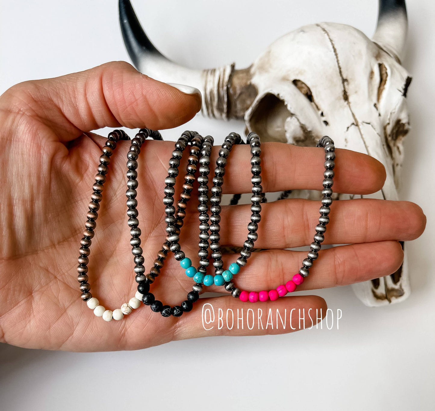 Boho Ranch Shop - Western Navajo Bead Choker Necklace: Turquoise