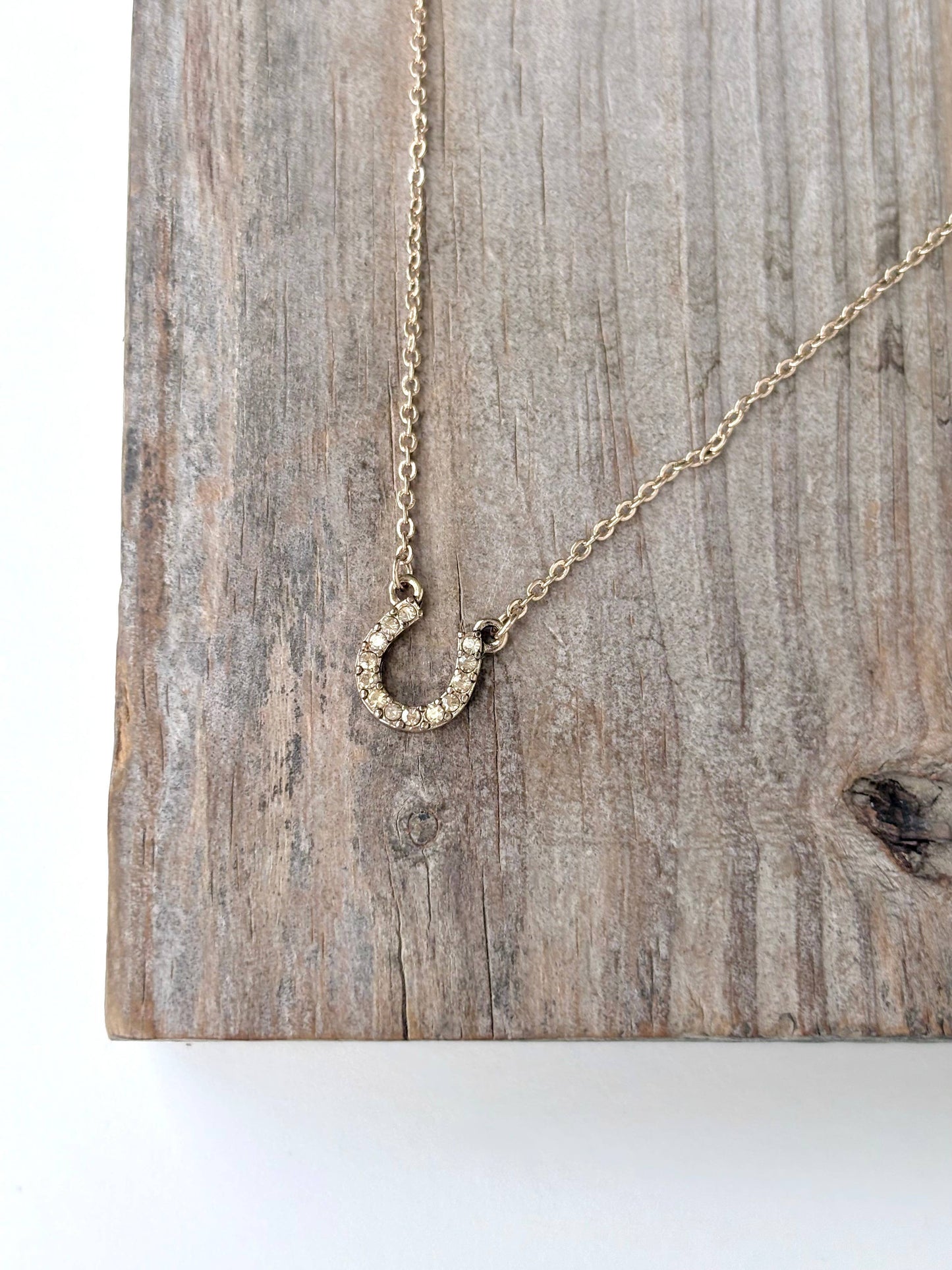 Boho Ranch Shop - Dainty Rhinestone Horseshoe Pendant Necklace: 5
