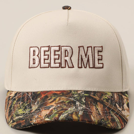 BEER ME Embroidery Camo Trucker Hat: CAMO / ONE SIZE