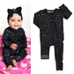 Gigi and Max - Ash Black Leopard RUFFLE ZIP Halloween Bamboo Sleepies Little: 0-3m